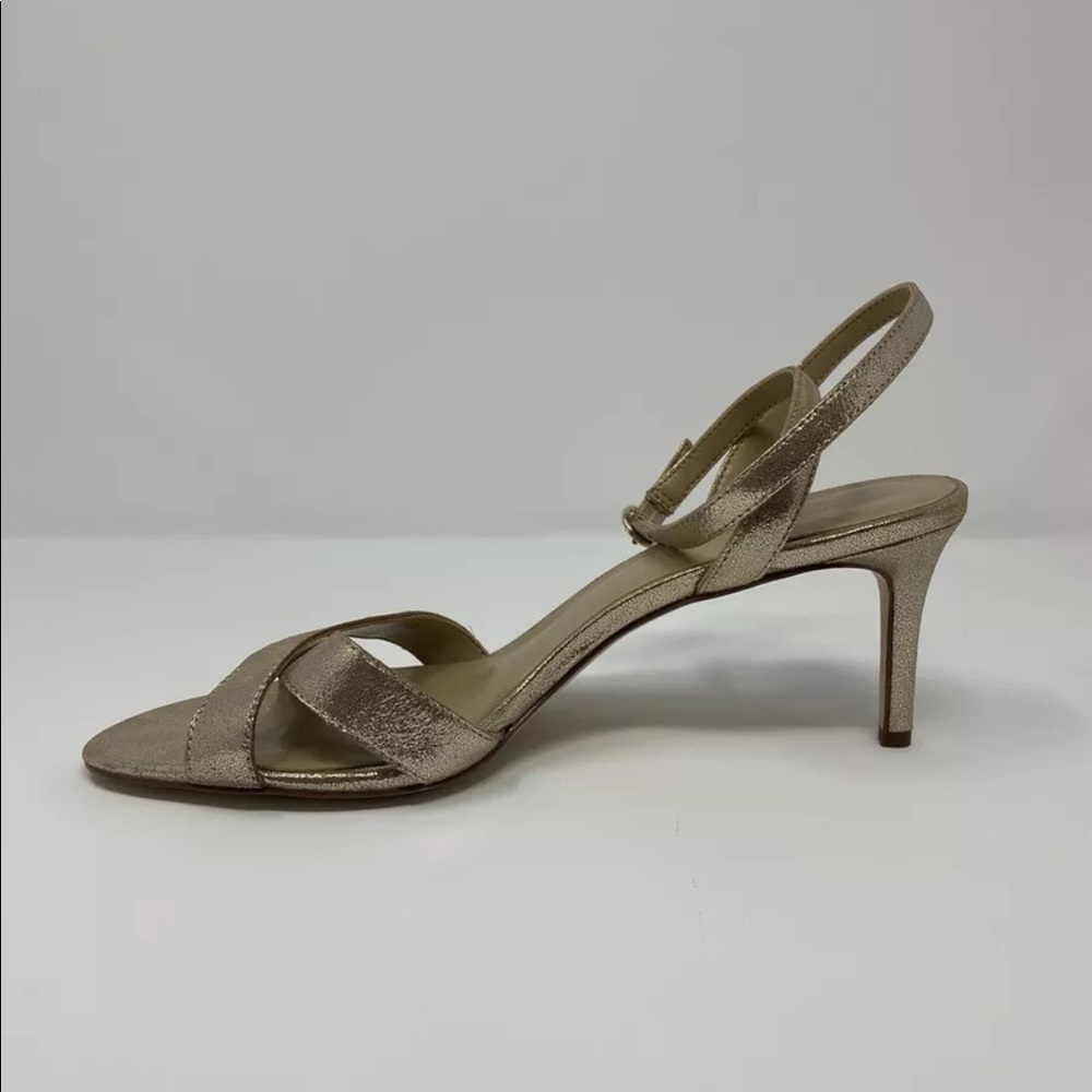 Ann Taylor Gold Metallic Ankle Strap Sandal 8.5